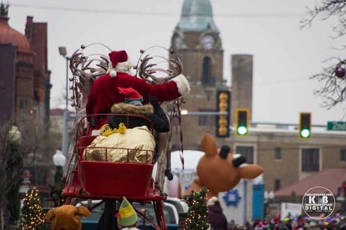 Santa on State Street in downtown Rockford, Illinois.