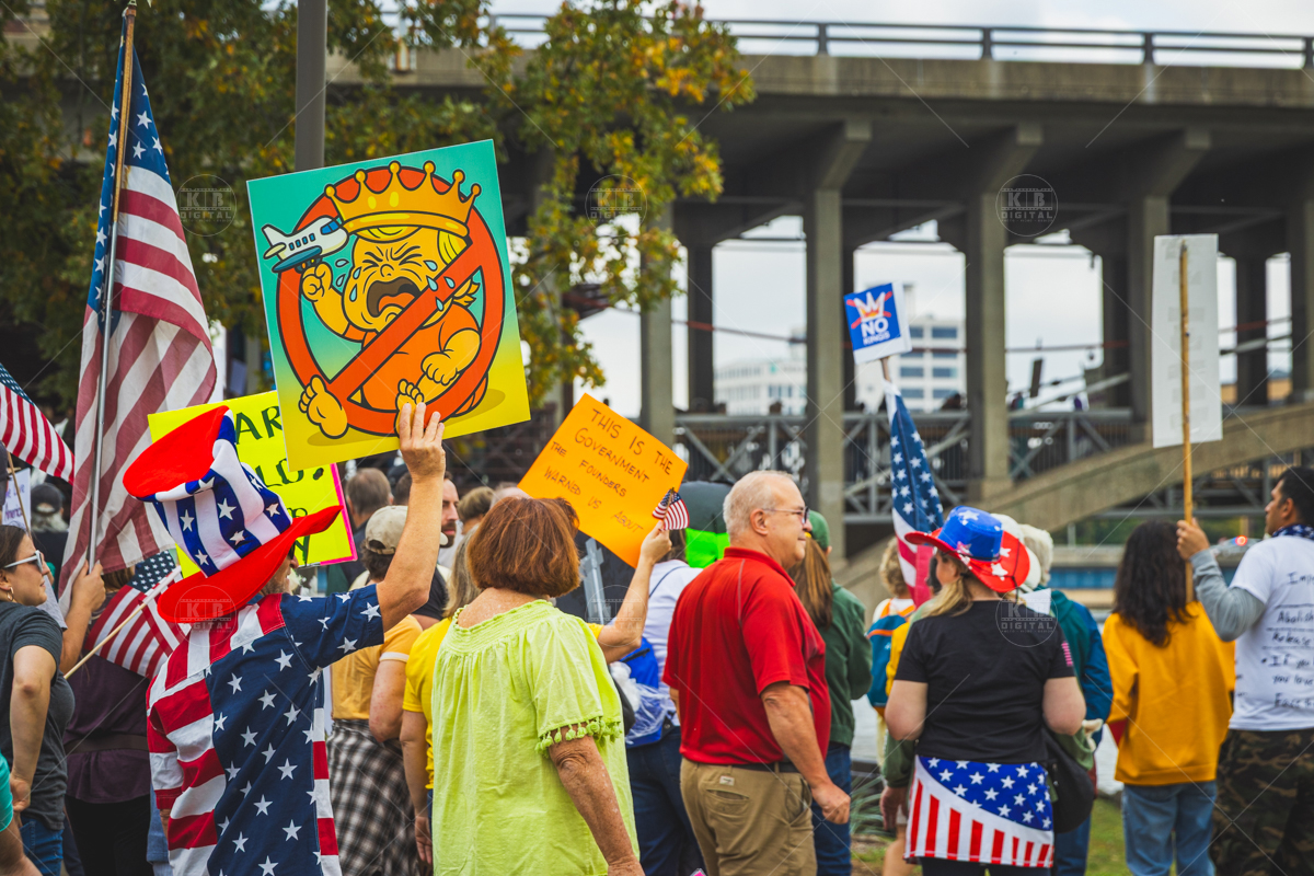 No Kings Anti Trump protest in Rockford, Illinois.